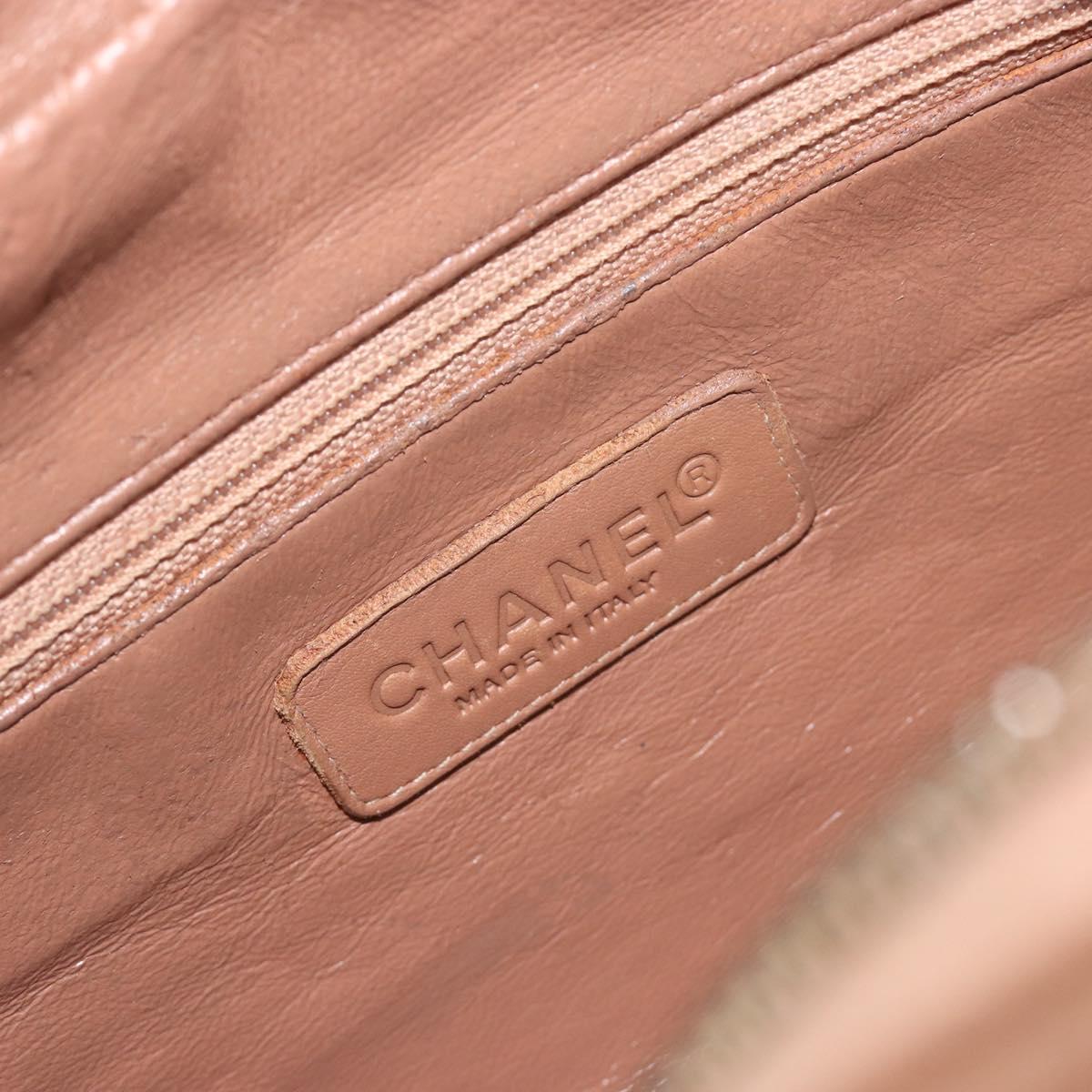 CHANEL Hand Bag Caviar Skin Brown Silver CC Auth 195643A