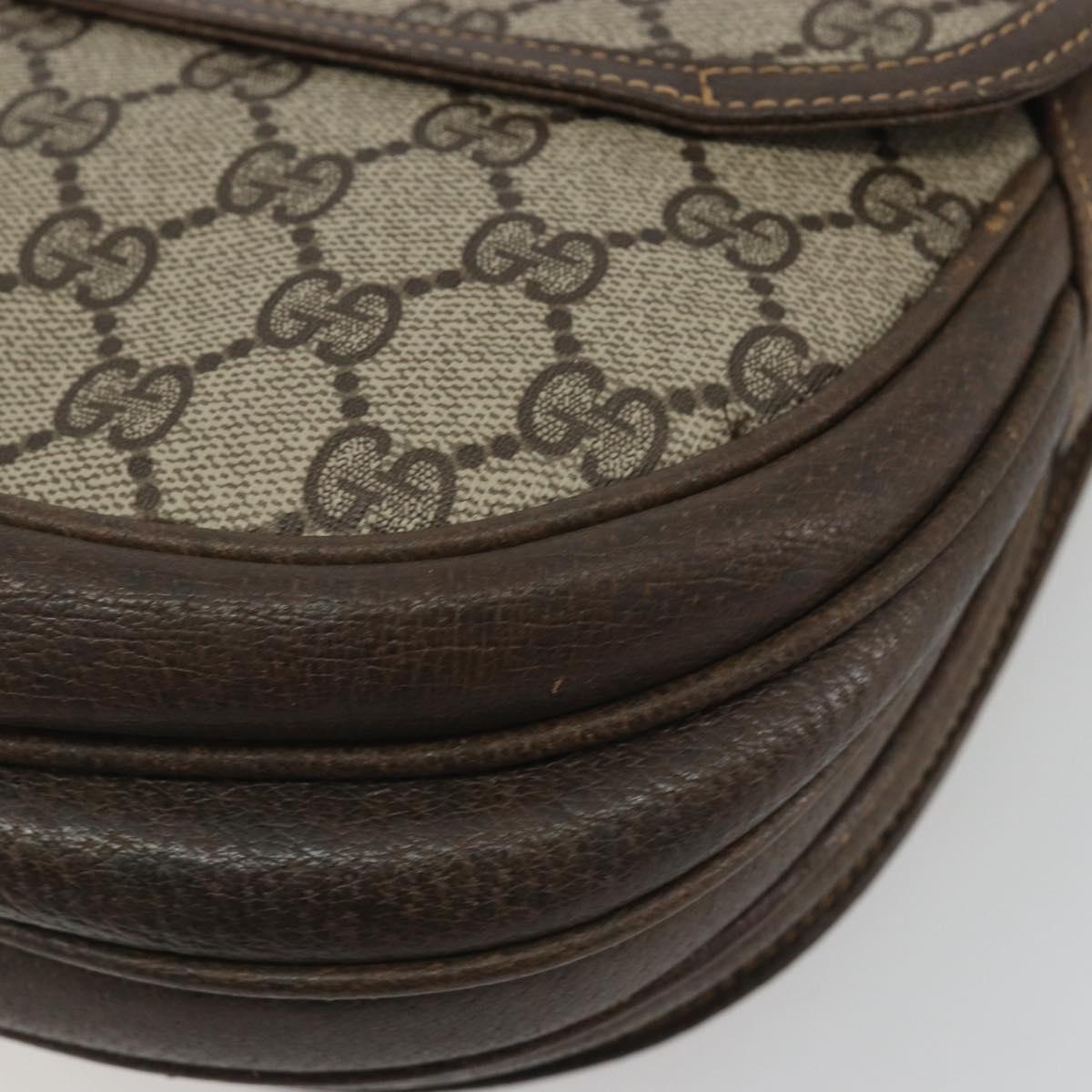 GUCCI GG Supreme Shoulder Bag PVC Beige Gold Auth 195645