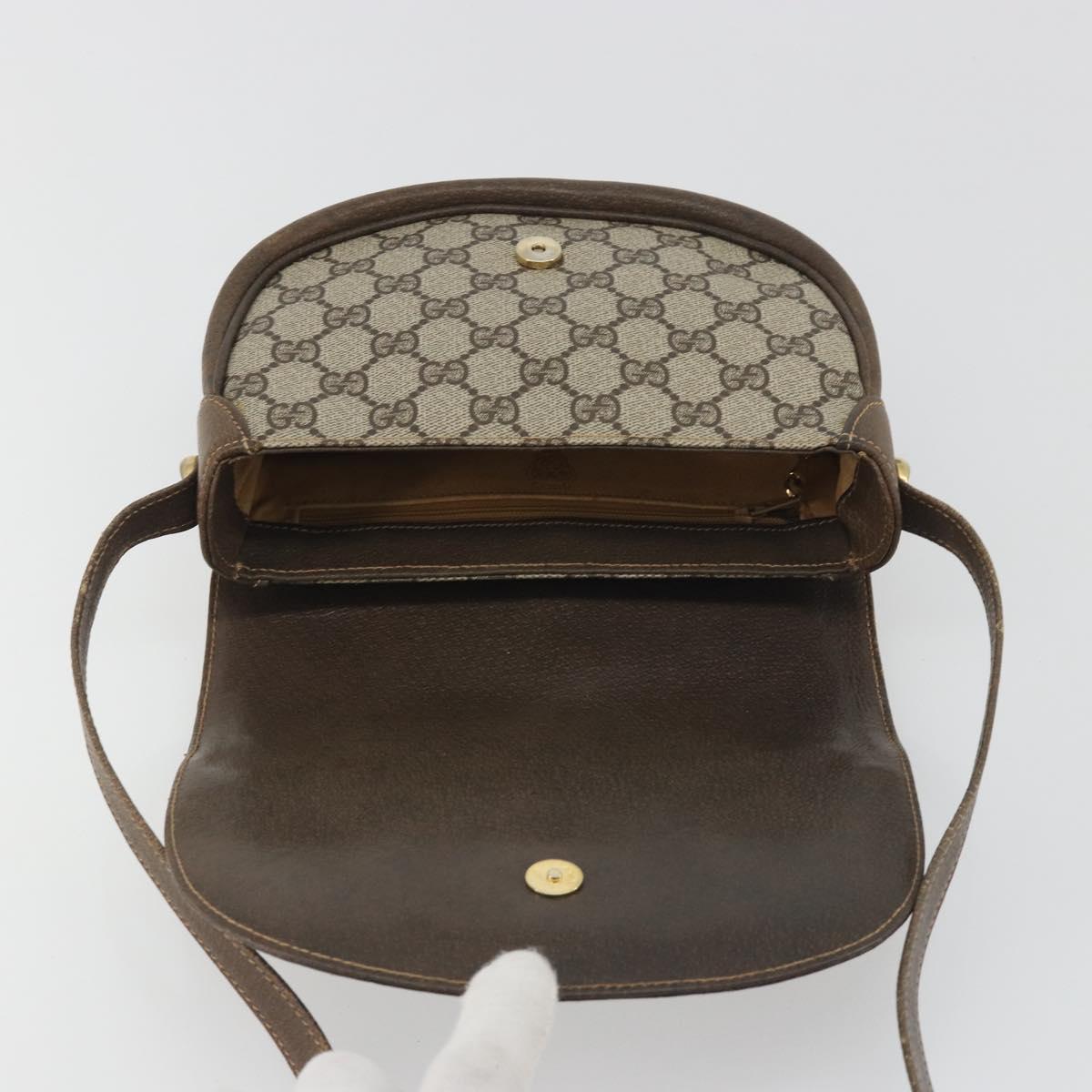 GUCCI GG Supreme Shoulder Bag PVC Beige Gold Auth 195645