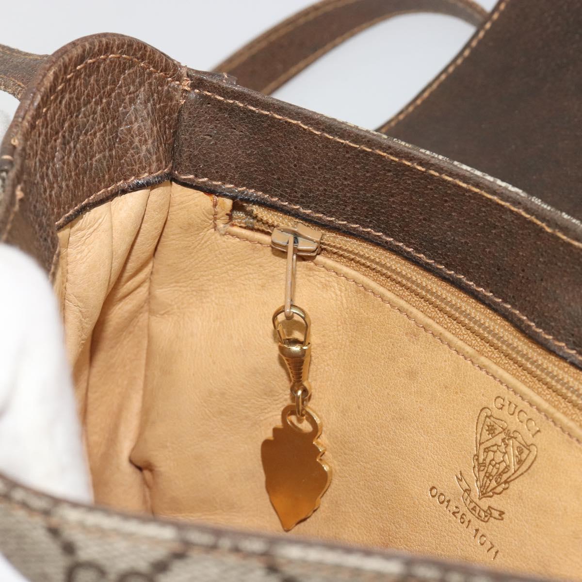 GUCCI GG Supreme Shoulder Bag PVC Beige Gold Auth 195645