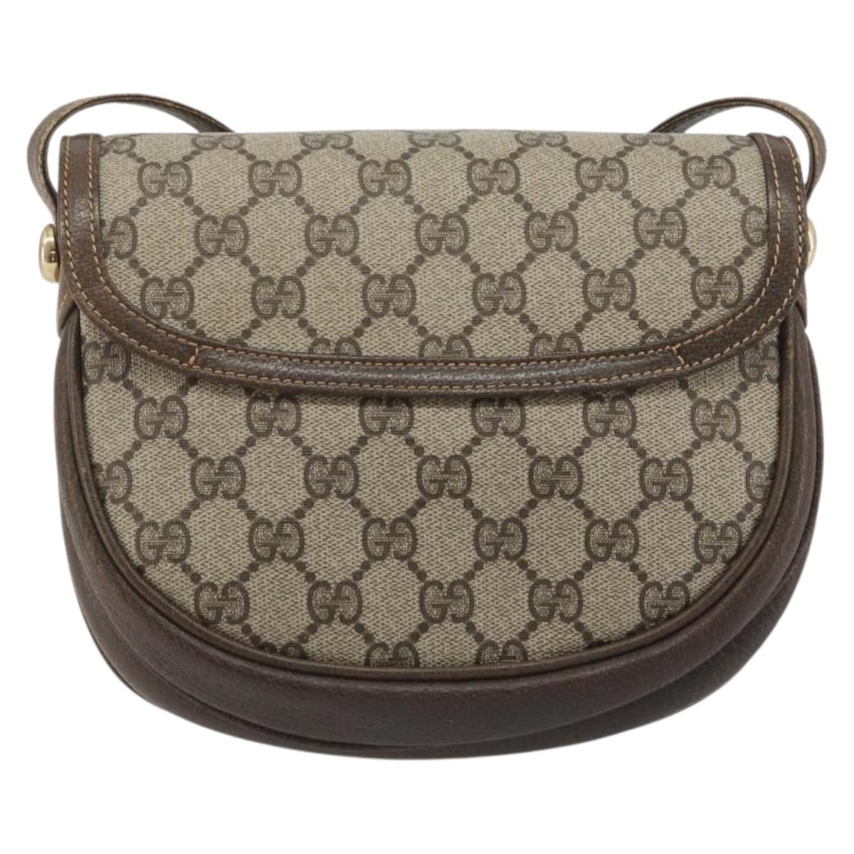 GUCCI GG Supreme Shoulder Bag PVC Beige Gold Auth 195645