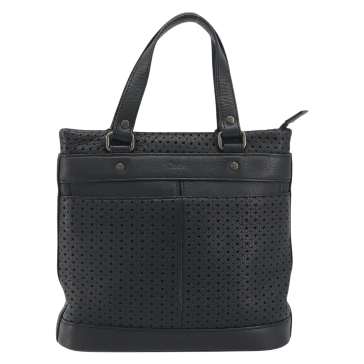 Chloe Hand Bag Leather Black Auth 195646A