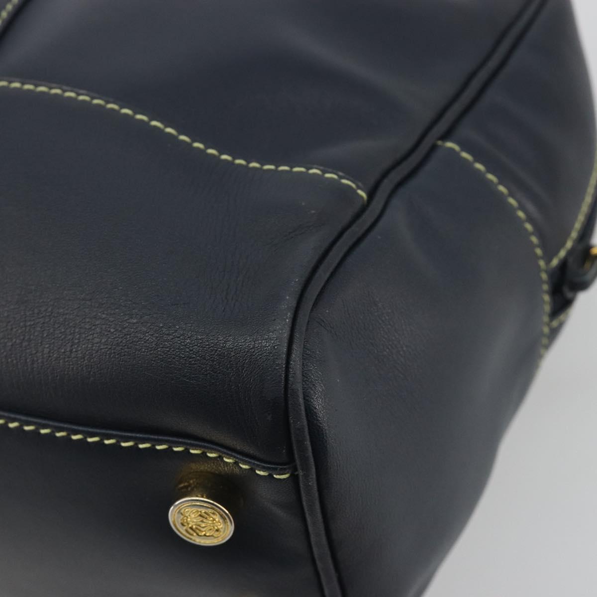 LOEWE Amazonas Hand Bag Leather Navy Gold Auth 195648A