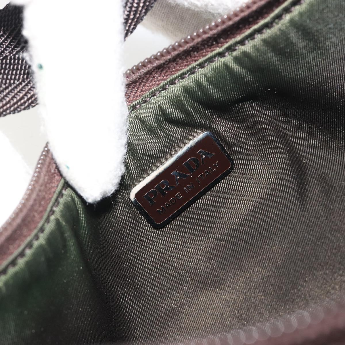 PRADA PRADA Sports Hand Pouch Wool Khaki Silver Auth 195649A