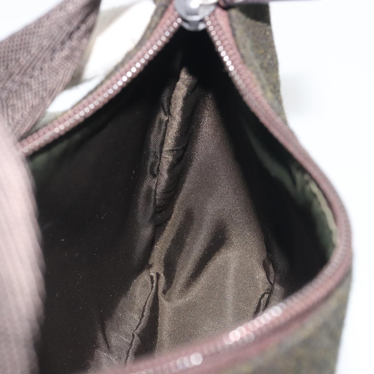 PRADA PRADA Sports Hand Pouch Wool Khaki Silver Auth 195649A