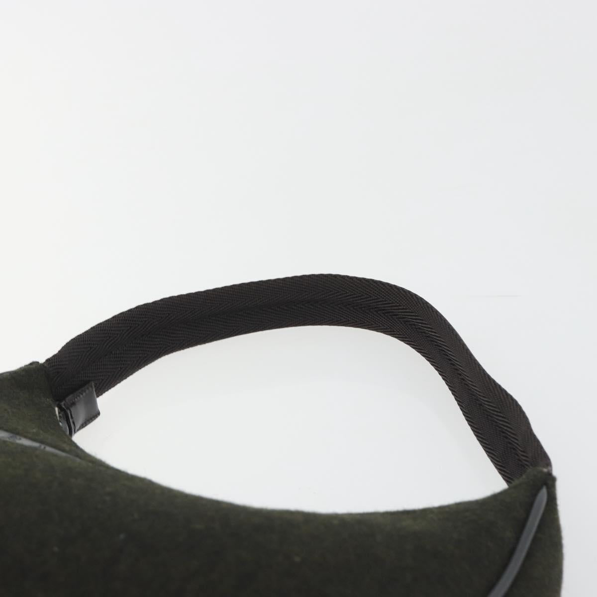 PRADA PRADA Sports Hand Pouch Wool Khaki Silver Auth 195649A