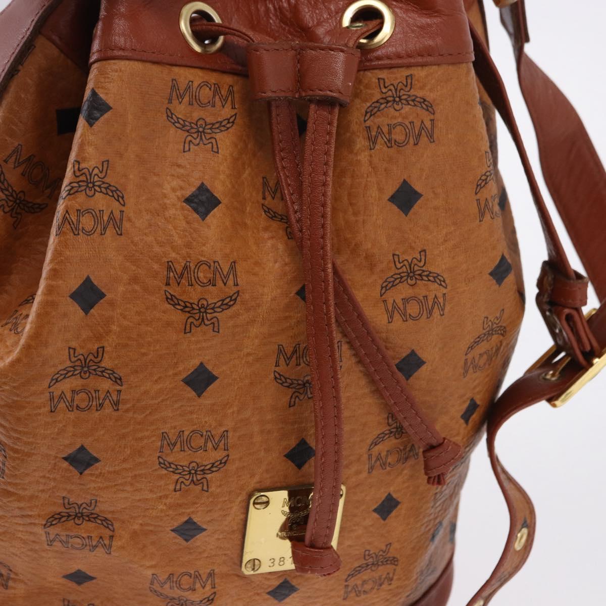MCM Vicetos Logogram Shoulder Bag PVC Leather Brown Gold Auth 195650