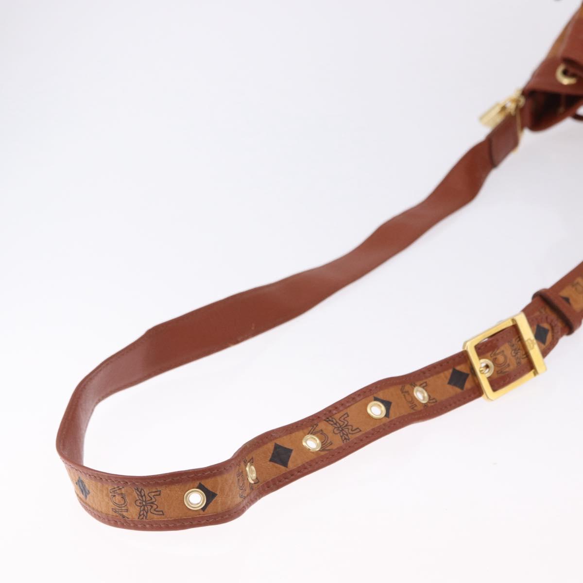 MCM Vicetos Logogram Shoulder Bag PVC Leather Brown Gold Auth 195650