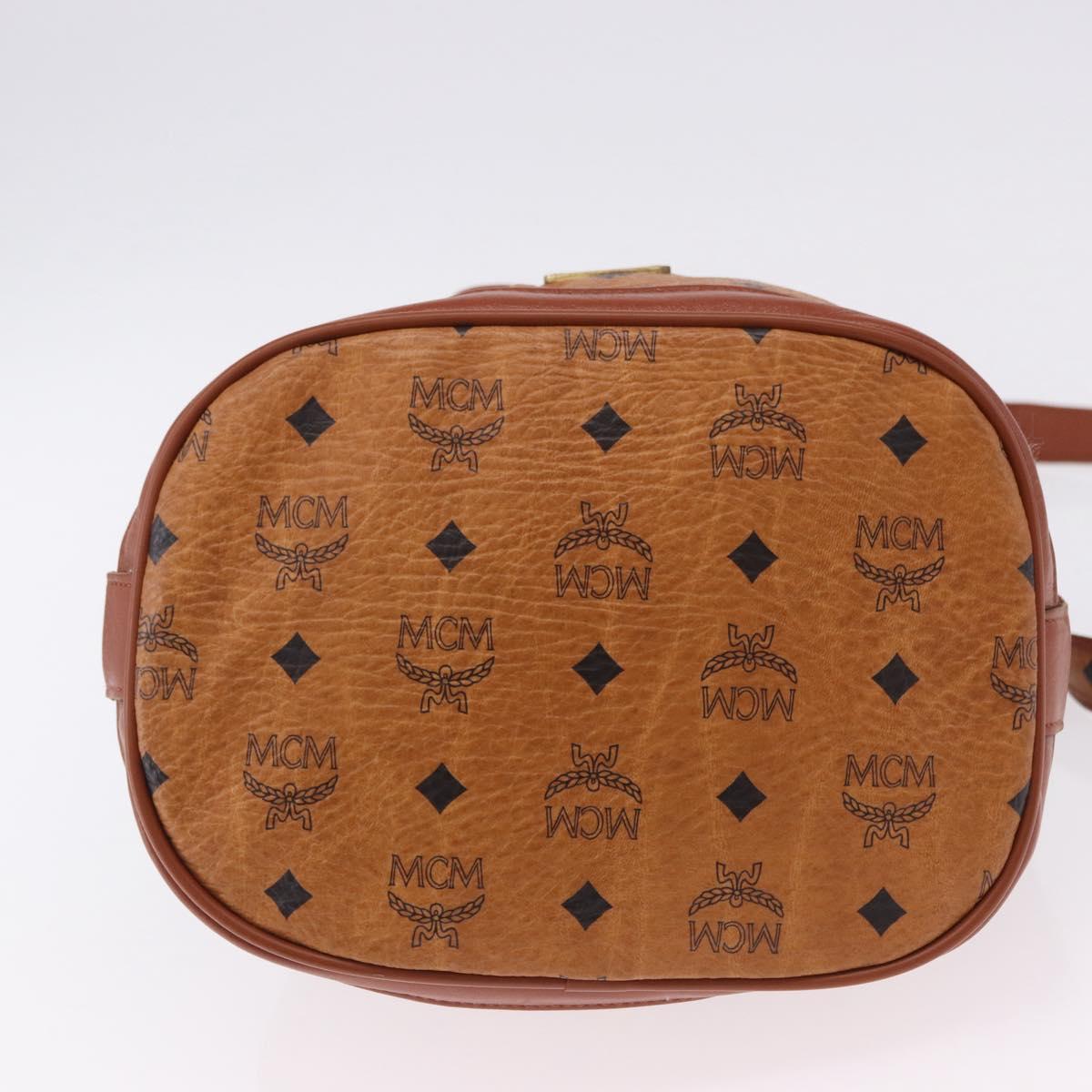 MCM Vicetos Logogram Shoulder Bag PVC Leather Brown Gold Auth 195650