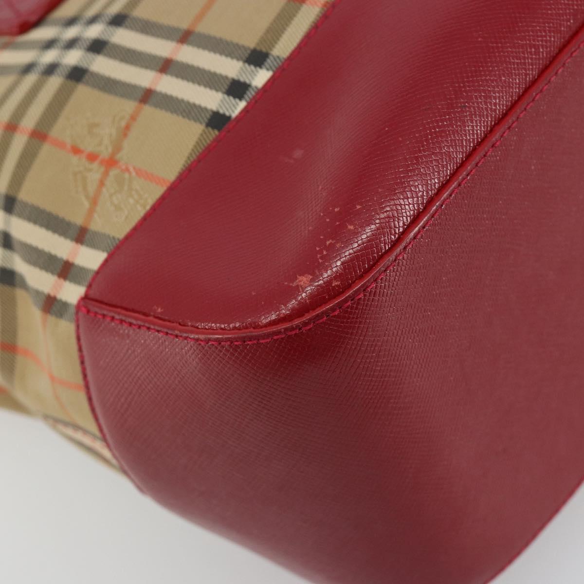BURBERRY Nova Check Hand Bag Canvas Beige Auth 195651