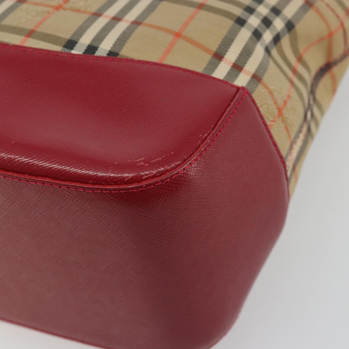 BURBERRY Nova Check Hand Bag Canvas Beige Auth 195651