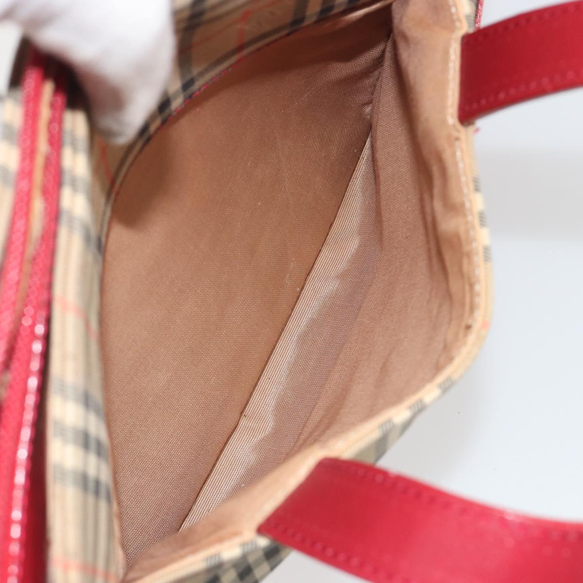 BURBERRY Nova Check Hand Bag Canvas Beige Auth 195651