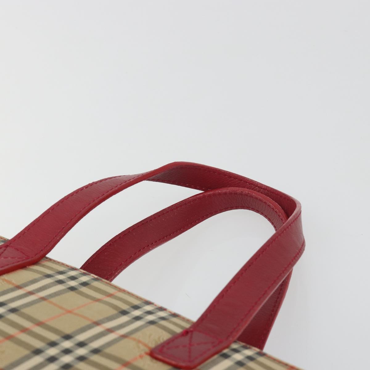 BURBERRY Nova Check Hand Bag Canvas Beige Auth 195651