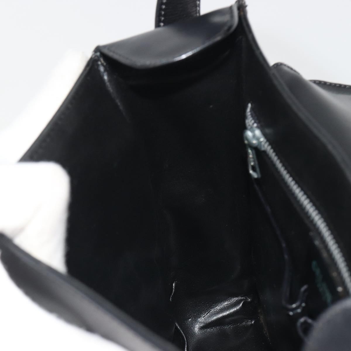 CELINE Shoulder Bag Leather White Black Silver Auth 195652