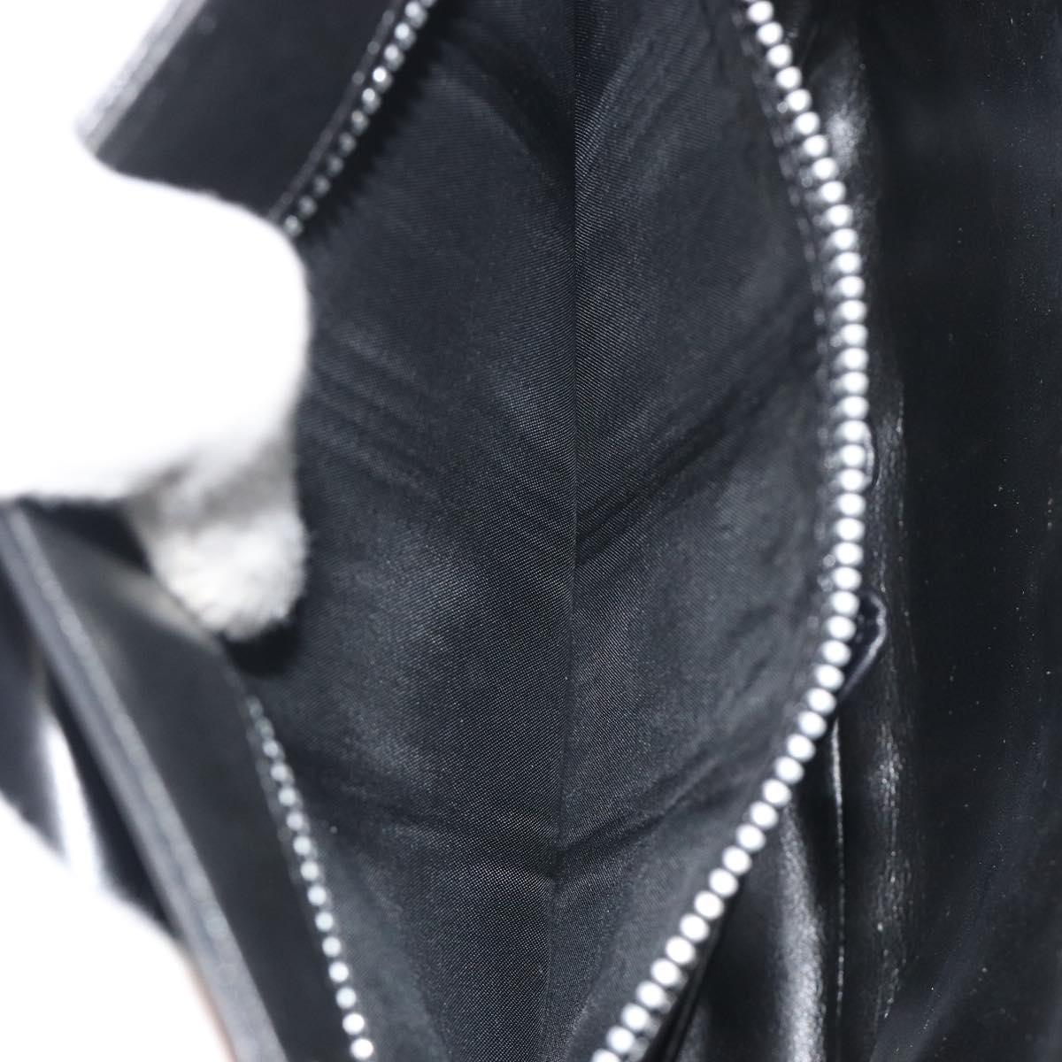 CELINE Shoulder Bag Leather White Black Silver Auth 195652