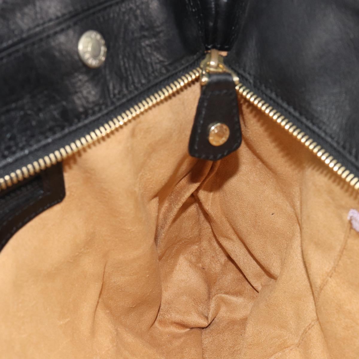 Jimmy Choo Chain Shoulder Bag Leather Black Gold Auth 195654A