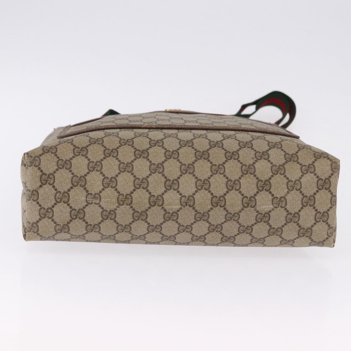 GUCCI GG Supreme Web Sherry Line Tote Bag PVC Beige 39 02 003 Auth 195656