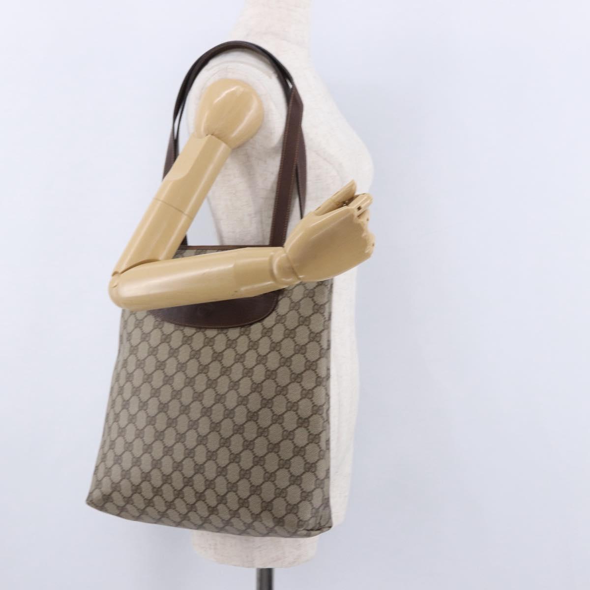 GUCCI GG Supreme Tote Bag PVC Beige Gold 002 39 6130 Auth 195657