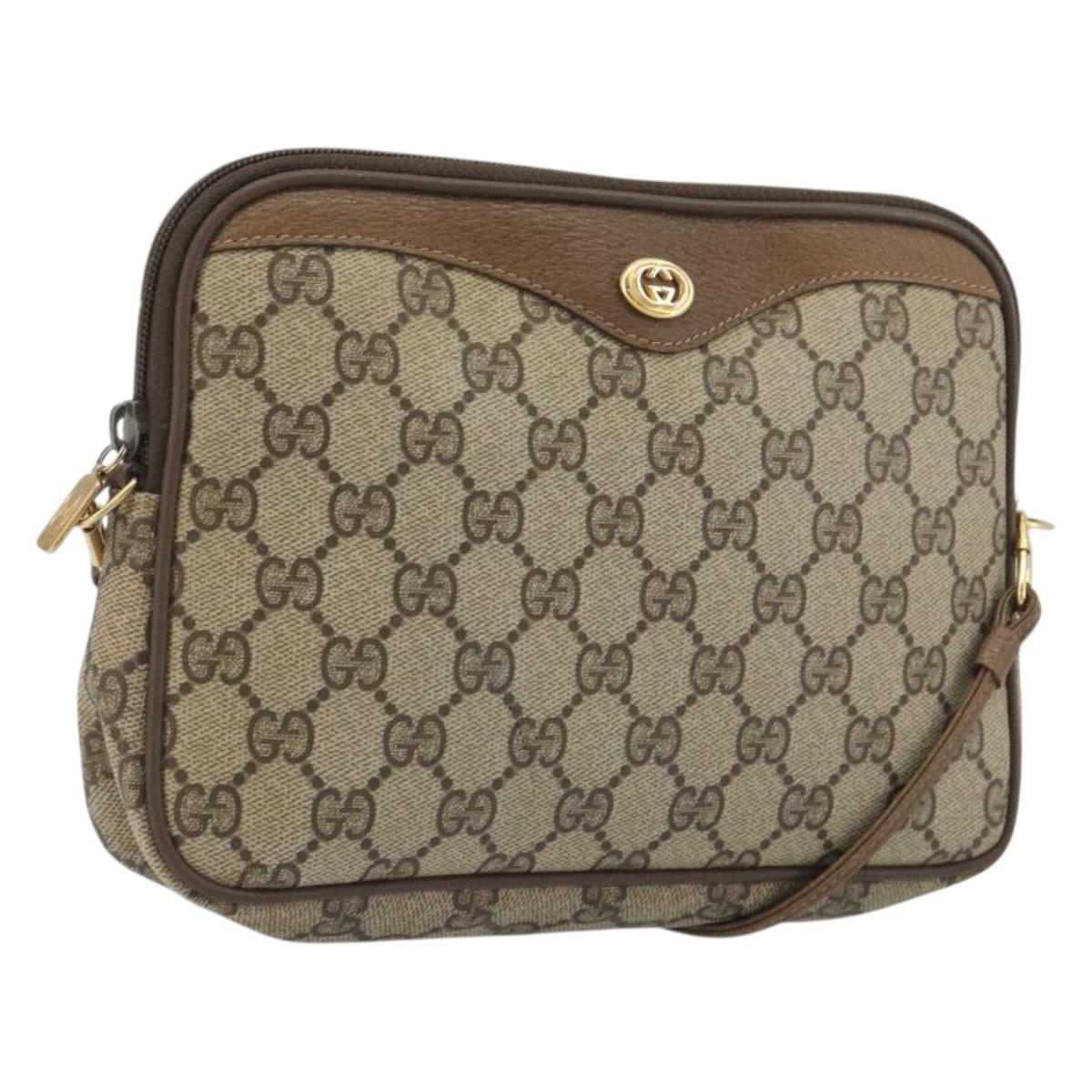 GUCCI GG Supreme Shoulder Bag PVC Beige Gold 97 02 068 Auth 195658
