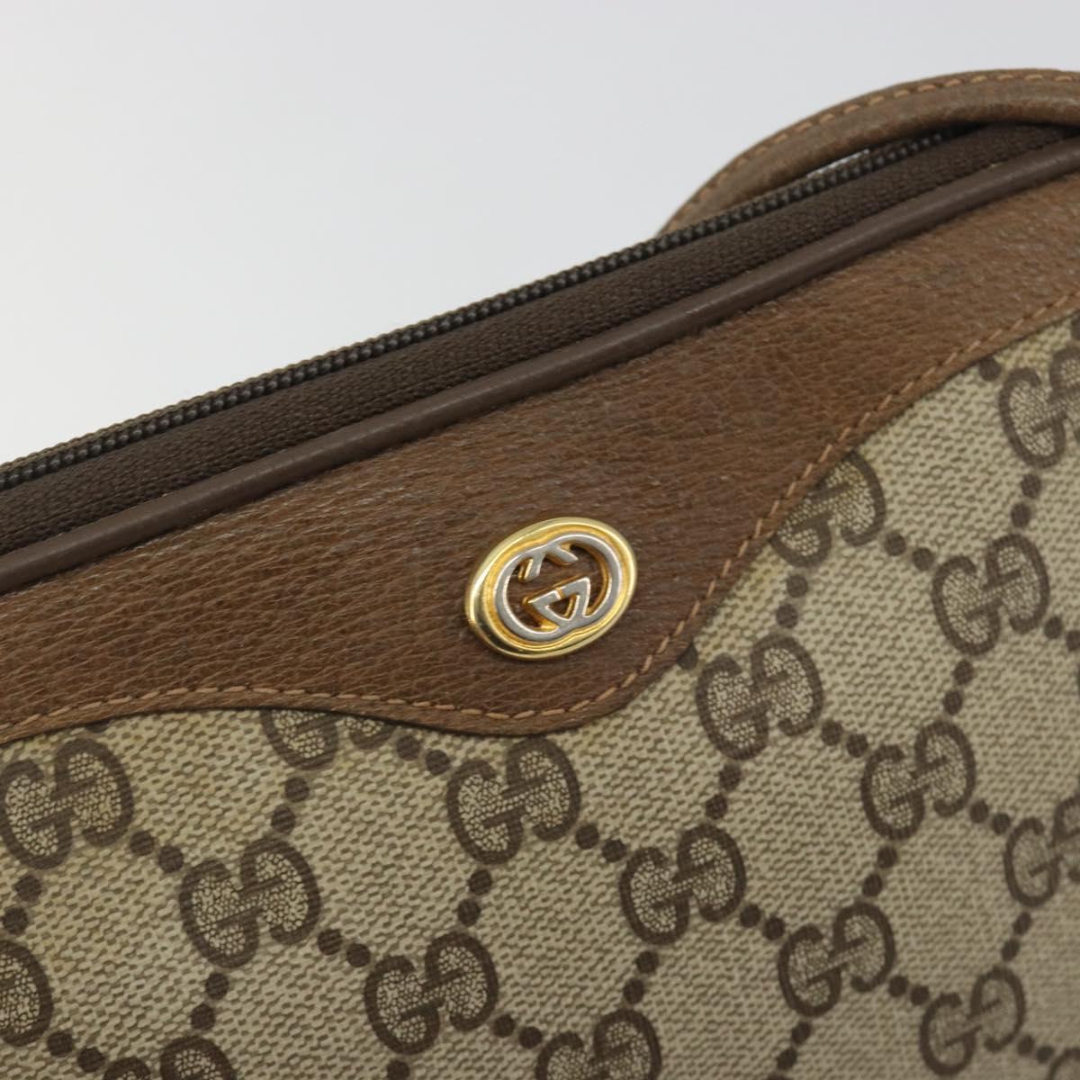 GUCCI GG Supreme Shoulder Bag PVC Beige Gold 97 02 068 Auth 195658