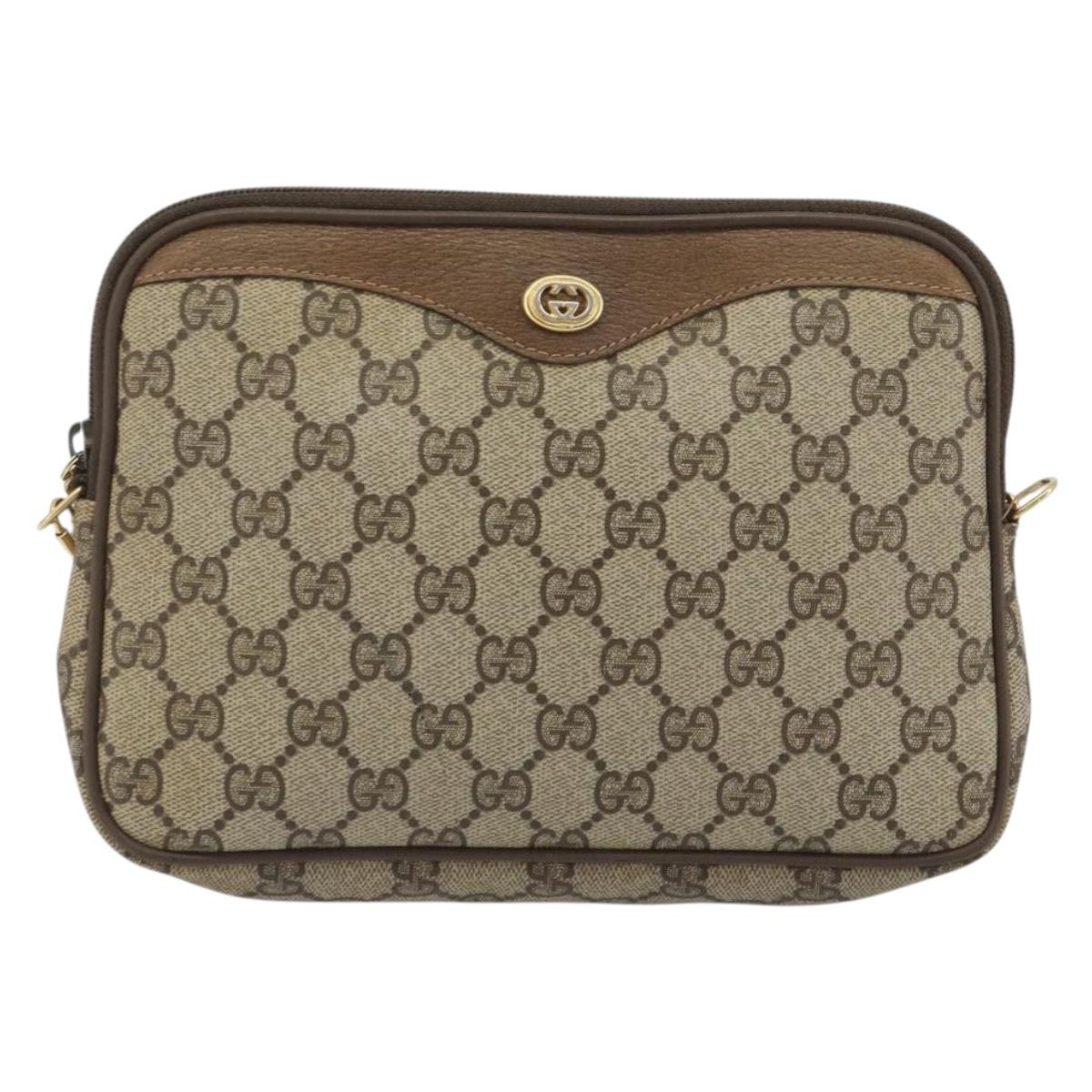 GUCCI GG Supreme Shoulder Bag PVC Beige Gold 97 02 068 Auth 195658