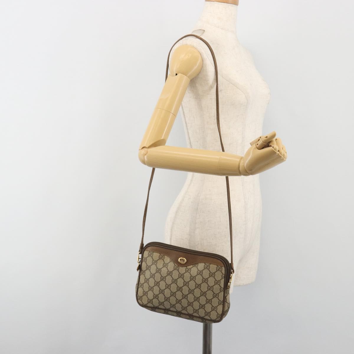 GUCCI GG Supreme Shoulder Bag PVC Beige Gold 97 02 068 Auth 195658