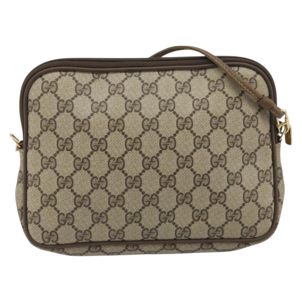 GUCCI GG Supreme Shoulder Bag PVC Beige Gold 97 02 068 Auth 195658
