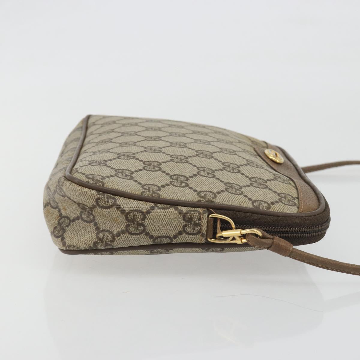 GUCCI GG Supreme Shoulder Bag PVC Beige Gold 97 02 068 Auth 195658