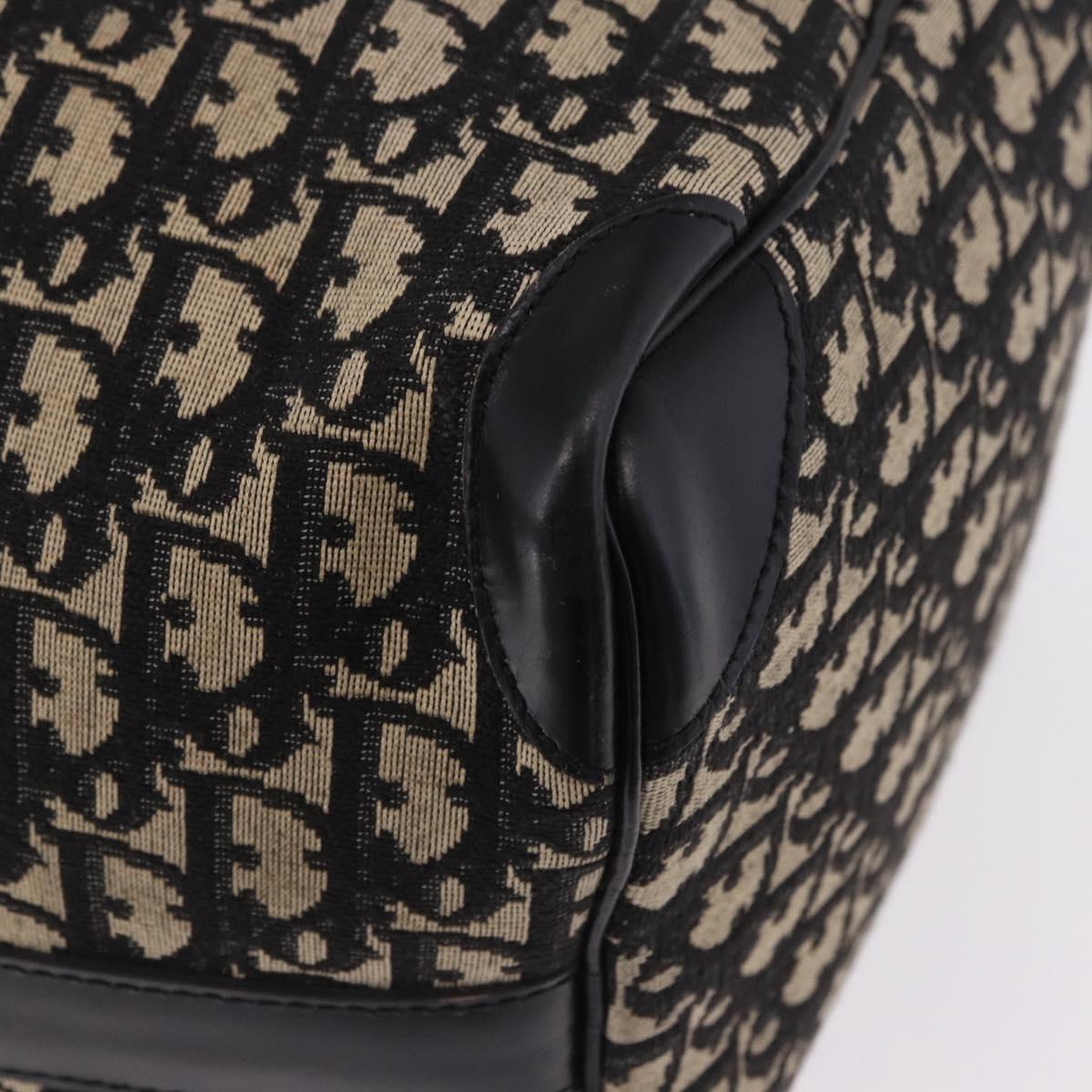 Christian Dior Trotter Canvas Boston Bag Black Gold Auth 195659V