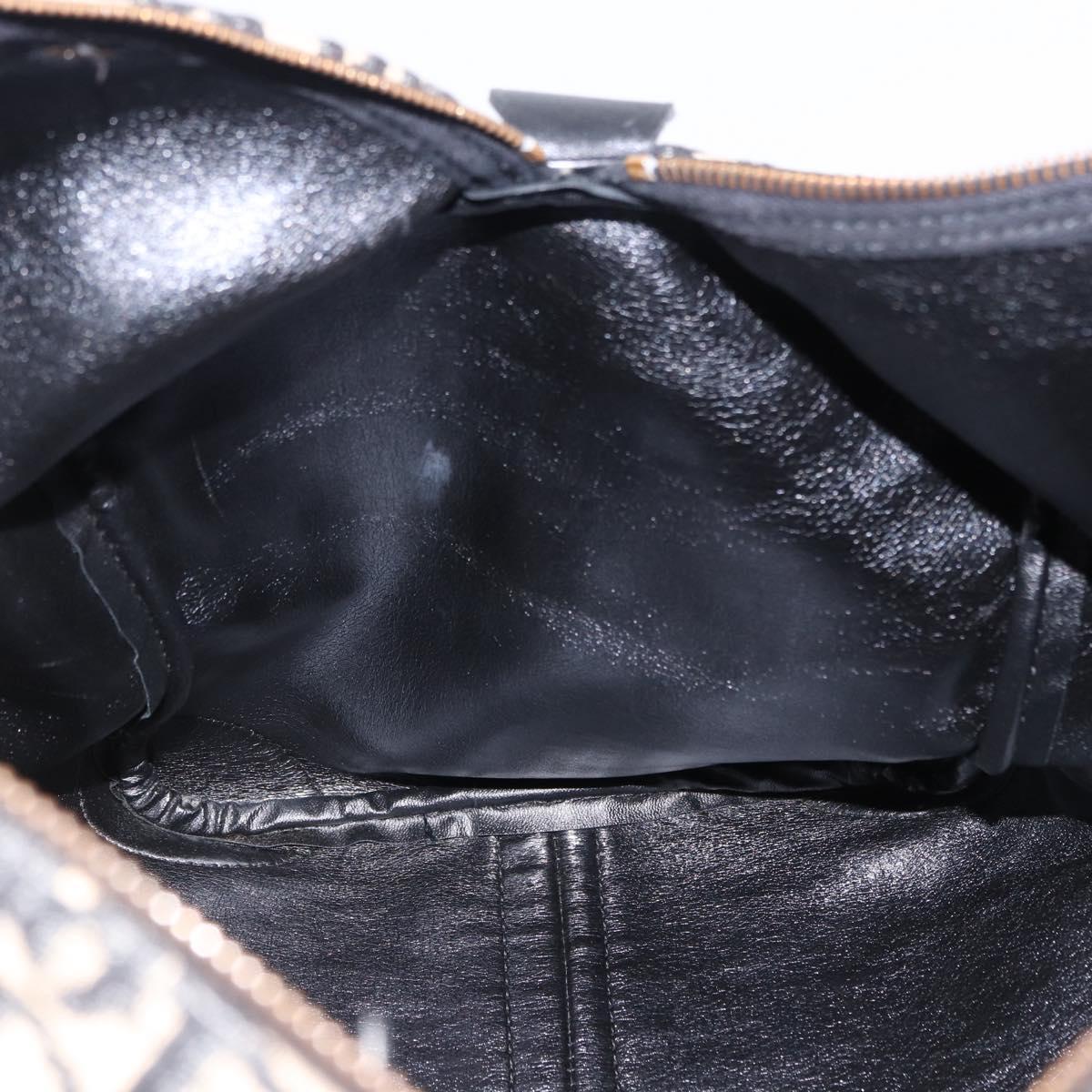 Christian Dior Trotter Canvas Boston Bag Black Gold Auth 195659V