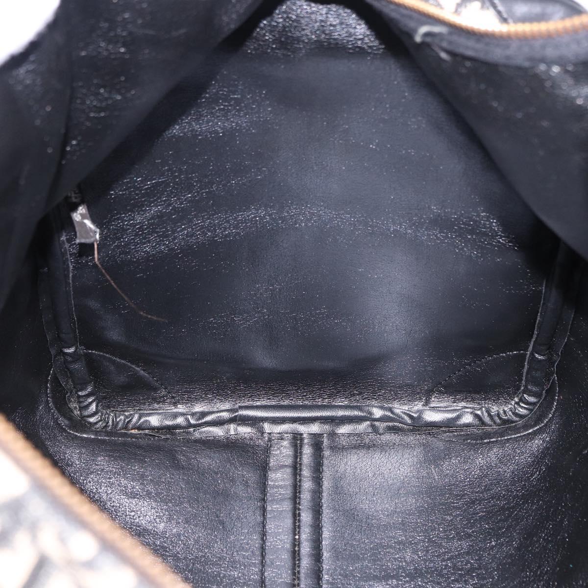 Christian Dior Trotter Canvas Boston Bag Black Gold Auth 195659V