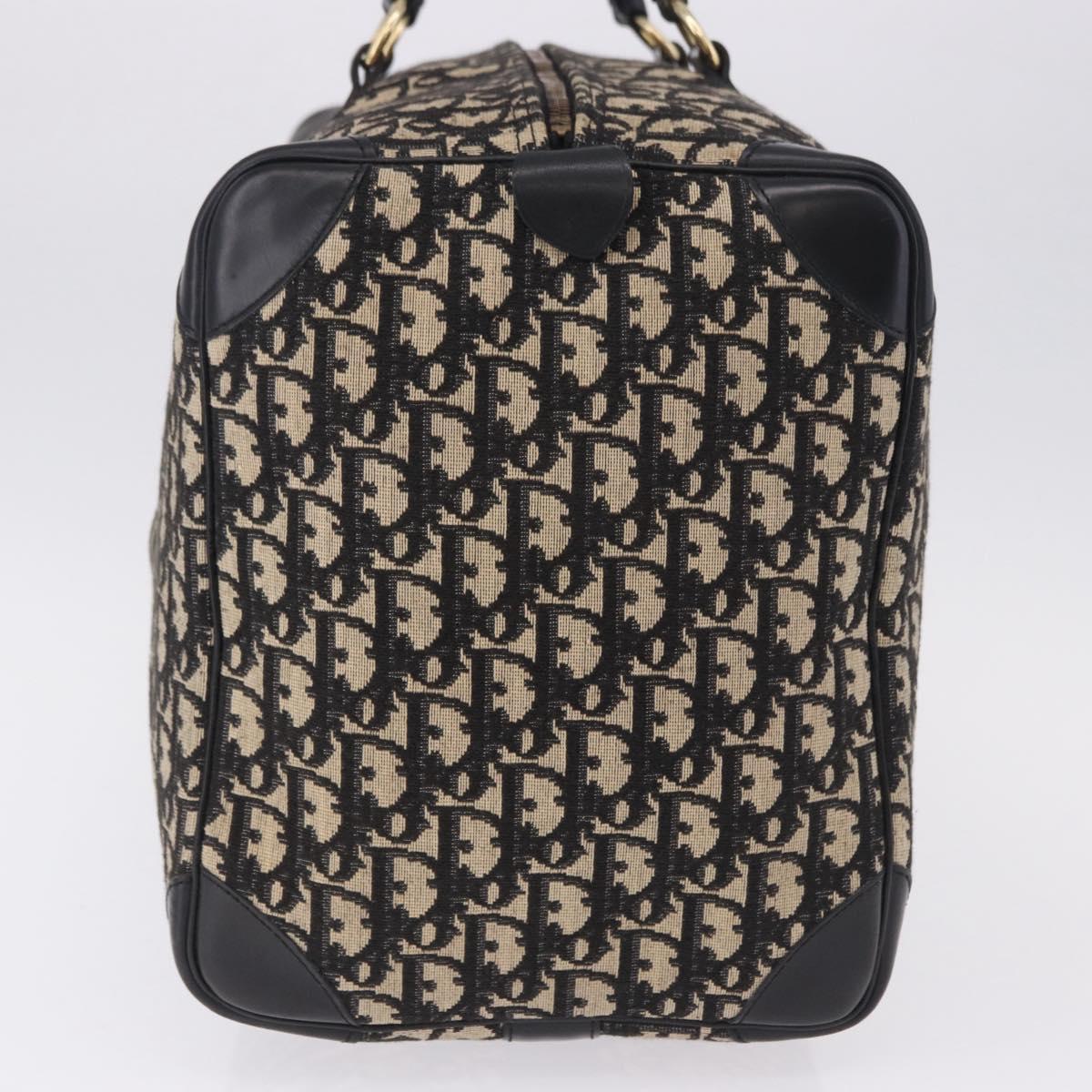 Christian Dior Trotter Canvas Boston Bag Black Gold Auth 195659V