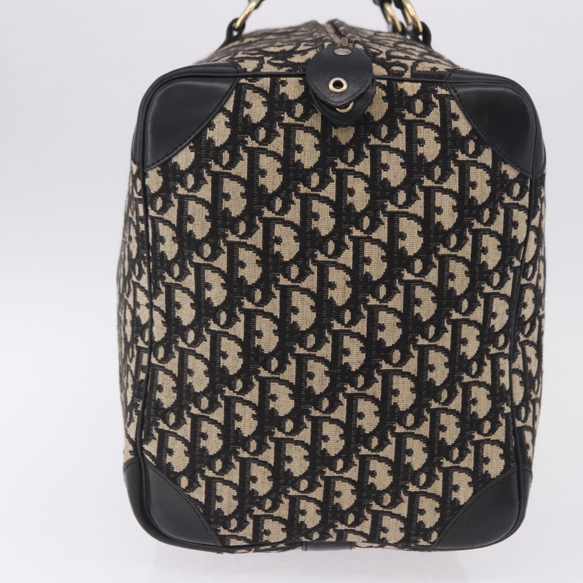 Christian Dior Trotter Canvas Boston Bag Black Gold Auth 195659V