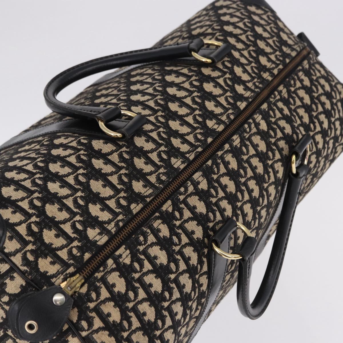 Christian Dior Trotter Canvas Boston Bag Black Gold Auth 195659V