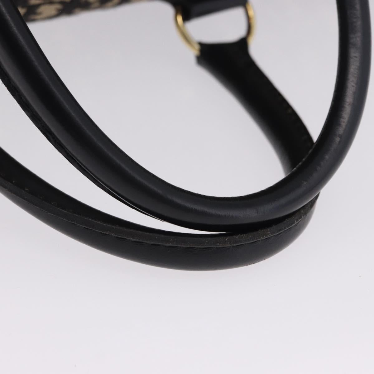 Christian Dior Trotter Canvas Boston Bag Black Gold Auth 195659V