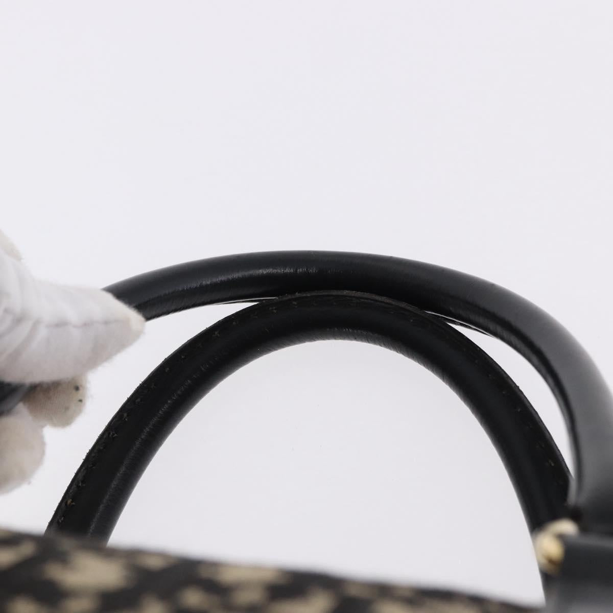 Christian Dior Trotter Canvas Boston Bag Black Gold Auth 195659V