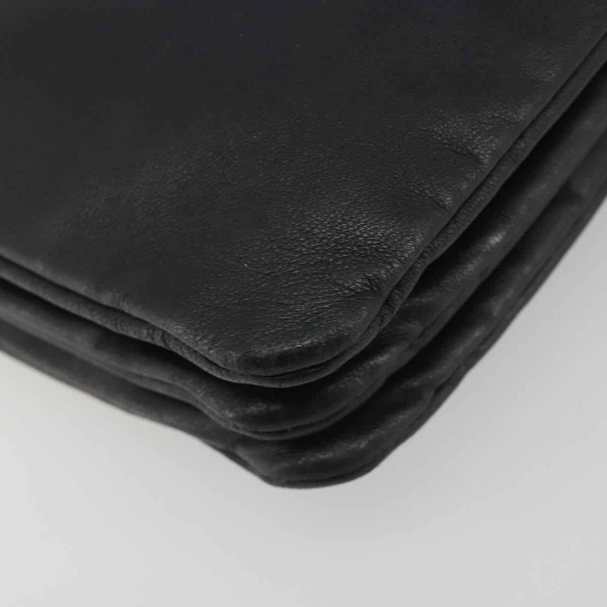 CELINE Trio Shoulder Bag Leather Black Gold Auth 195660
