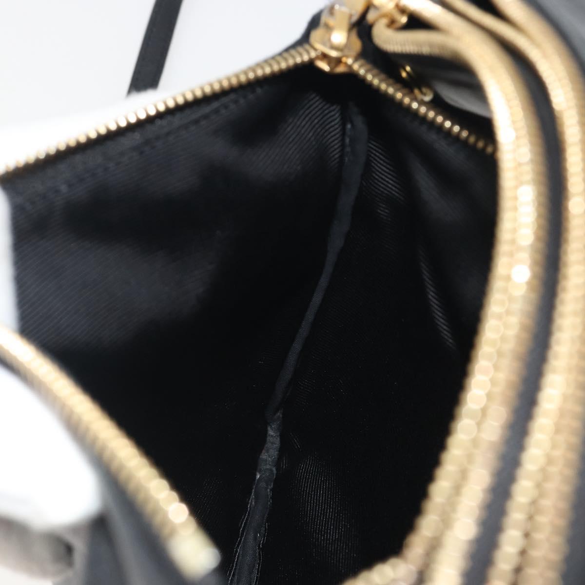 CELINE Trio Shoulder Bag Leather Black Gold Auth 195660