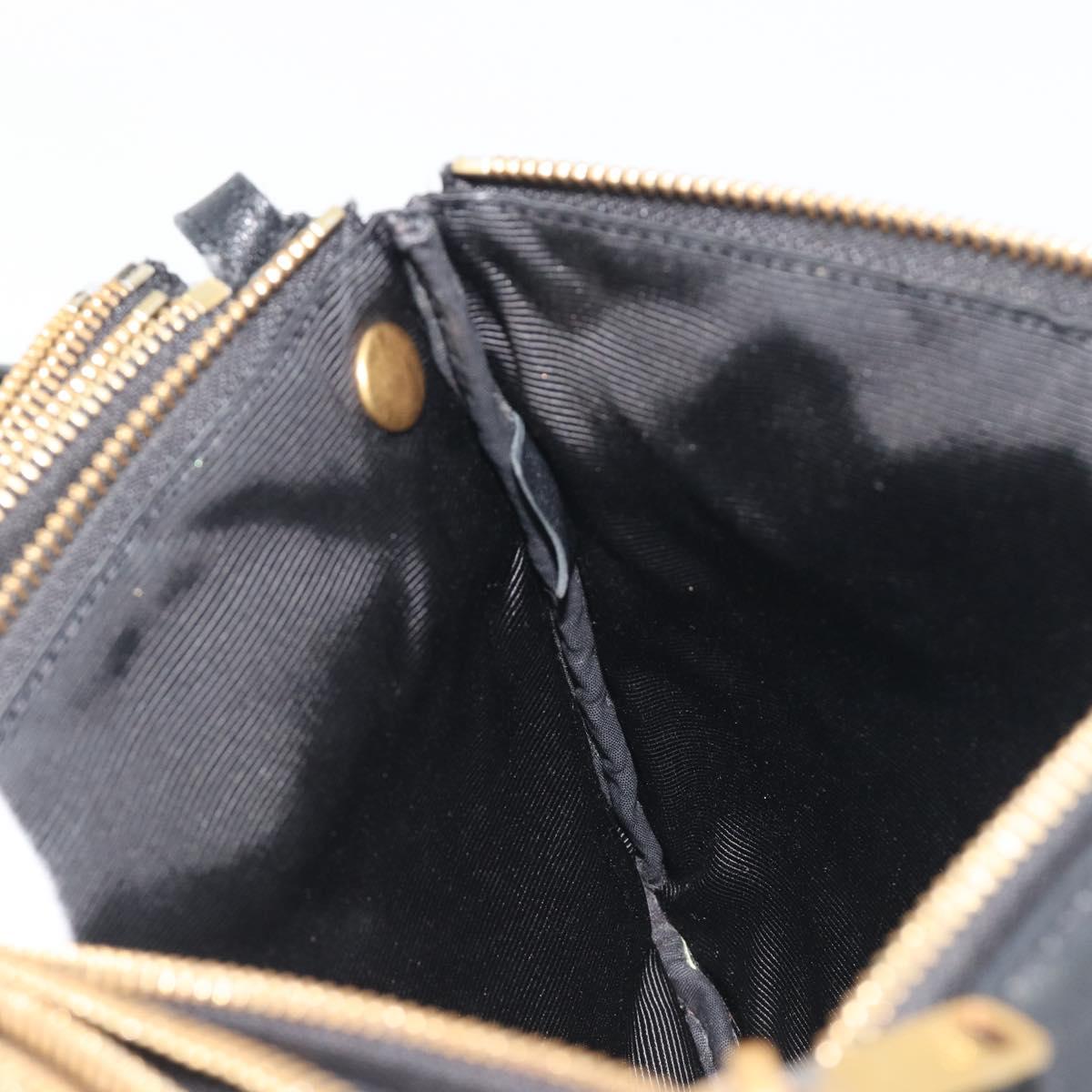 CELINE Trio Shoulder Bag Leather Black Gold Auth 195660