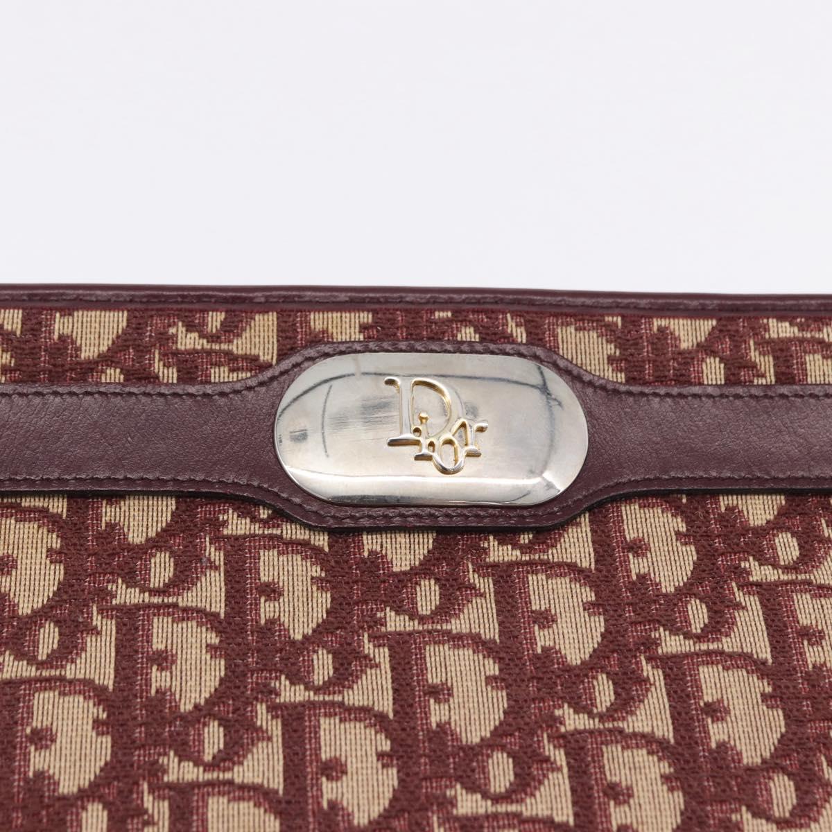 Christian Dior Trotter Canvas Shoulder Bag Red Gold Auth 195662A