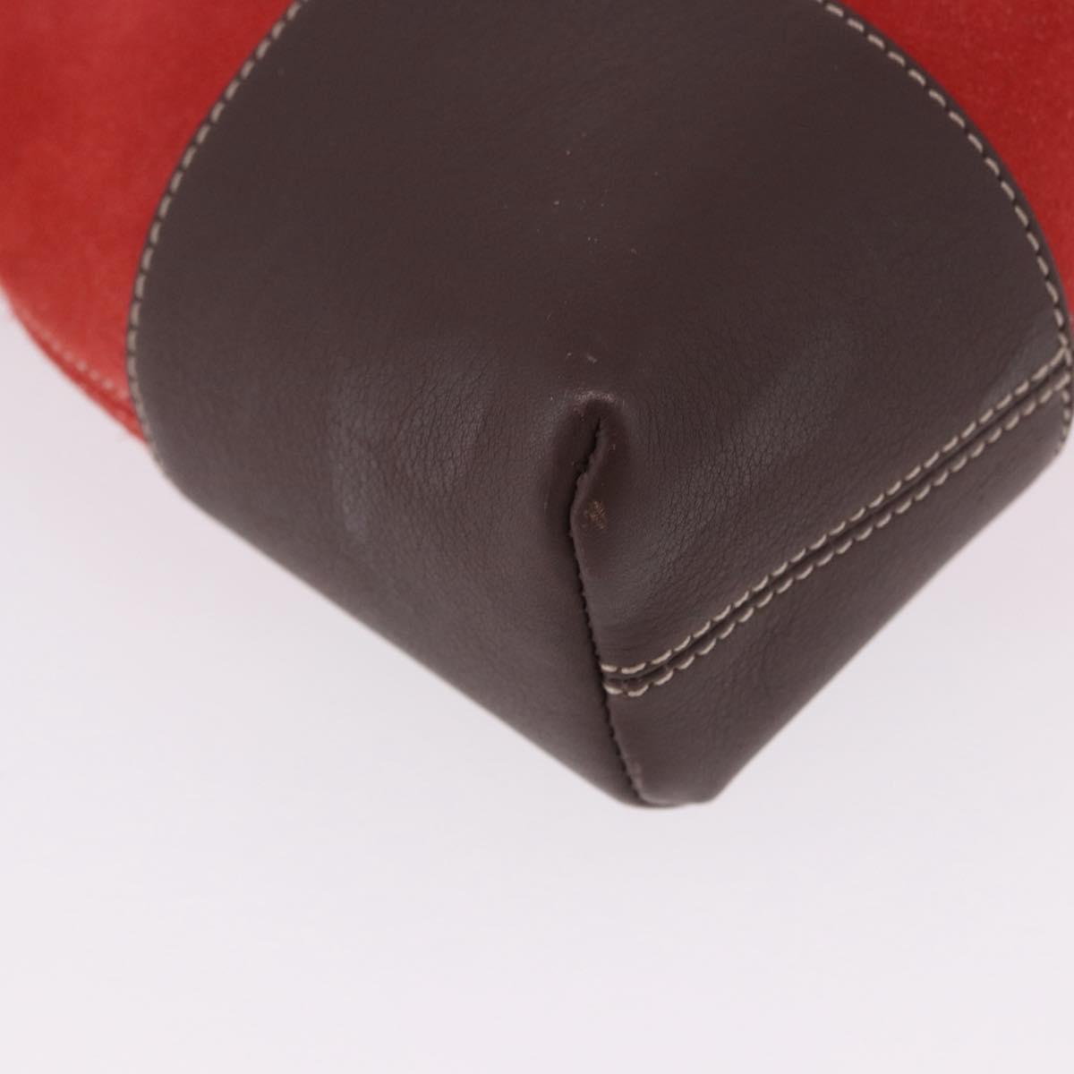 LOEWE Shoulder Bag Suede Red Gold Auth 195667V