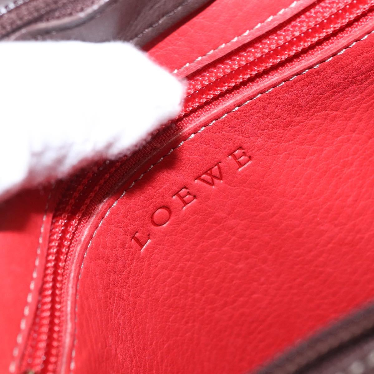 LOEWE Shoulder Bag Suede Red Gold Auth 195667V