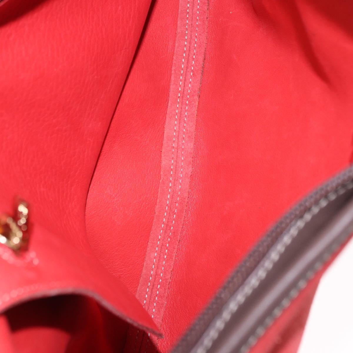 LOEWE Shoulder Bag Suede Red Gold Auth 195667V