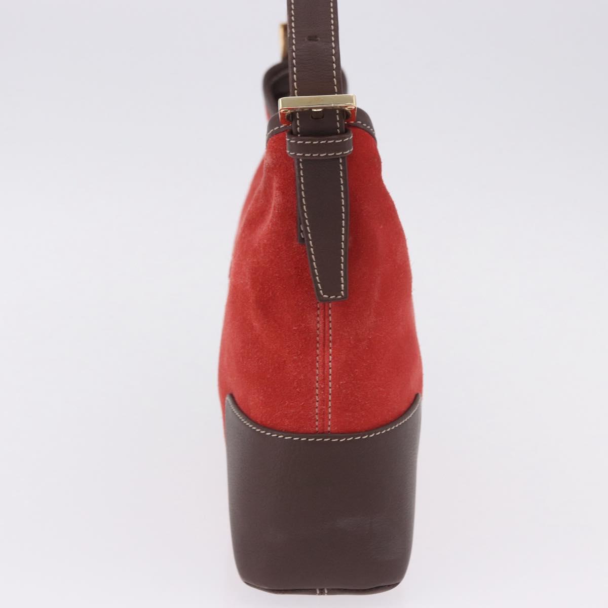LOEWE Shoulder Bag Suede Red Gold Auth 195667V