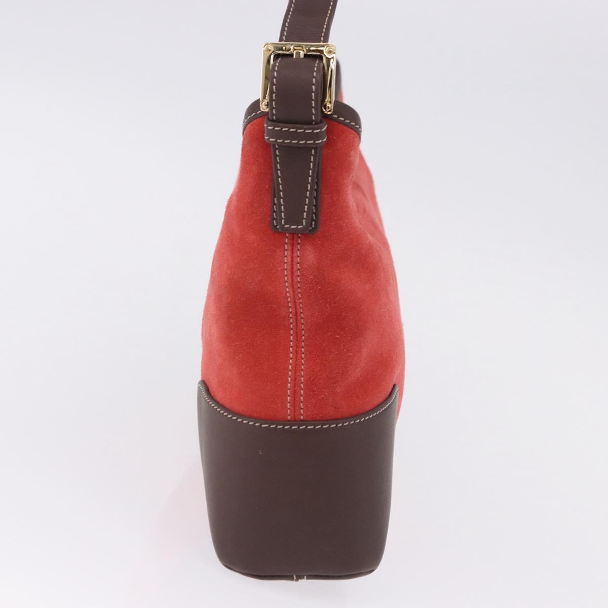 LOEWE Shoulder Bag Suede Red Gold Auth 195667V