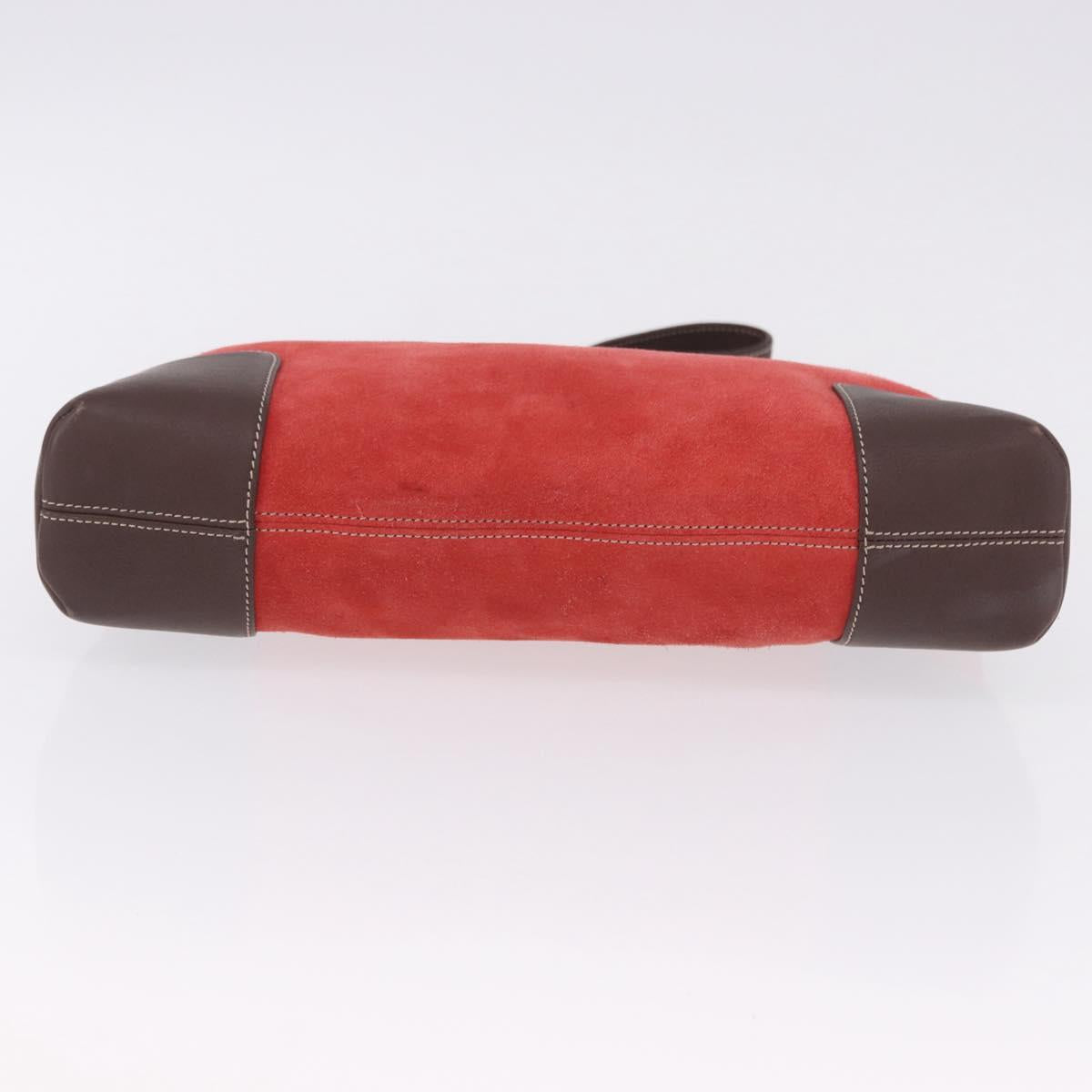 LOEWE Shoulder Bag Suede Red Gold Auth 195667V