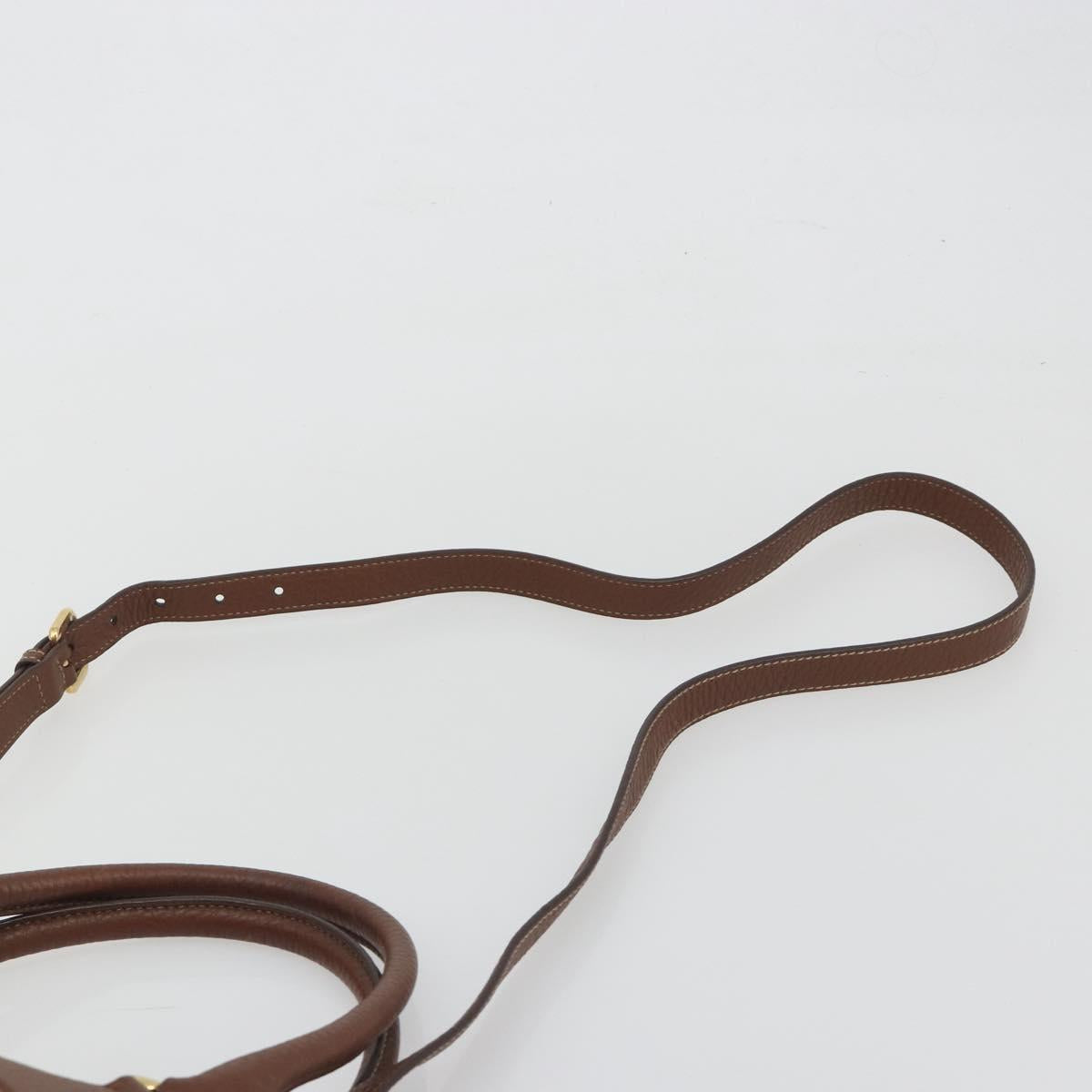 PRADA Hand Bag Vittero Dino Leather 2way Brown Gold Auth 195668V