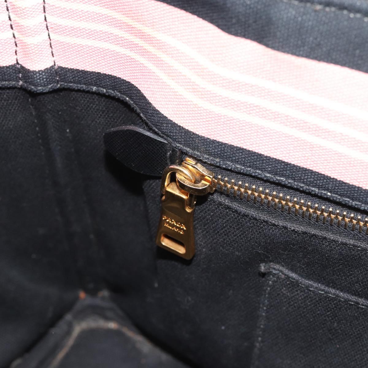 PRADA Canapa MM Hand Bag Canvas 2way Pink Gold Auth 195670