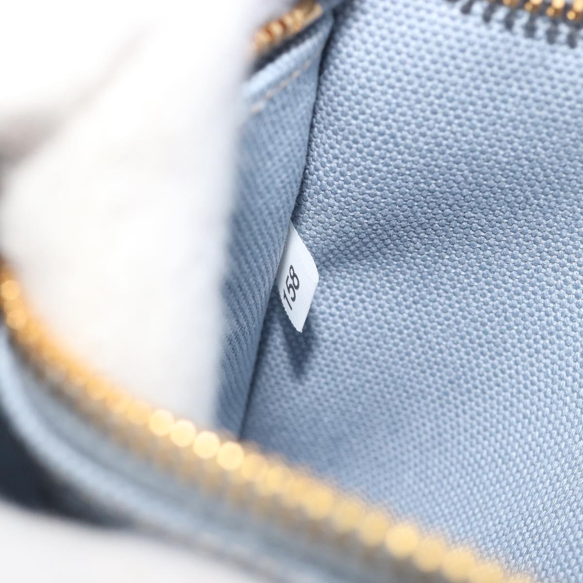 PRADA Canapa MM Hand Bag Canvas Light Blue Gold Auth 195671A