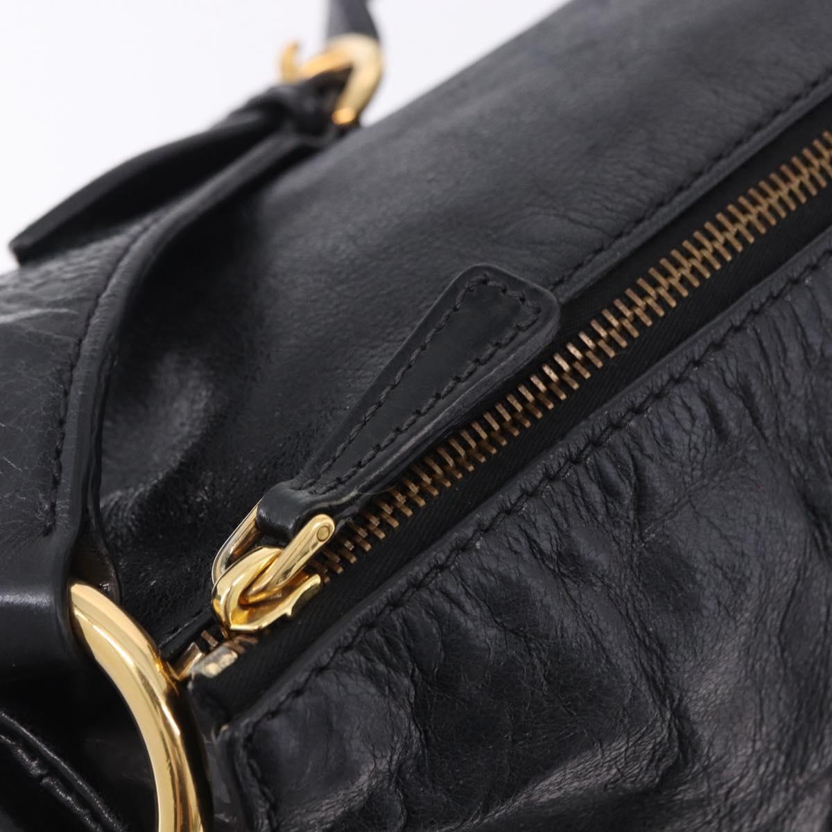 Miu Miu Shoulder Bag Leather Black Gold Auth 195676M